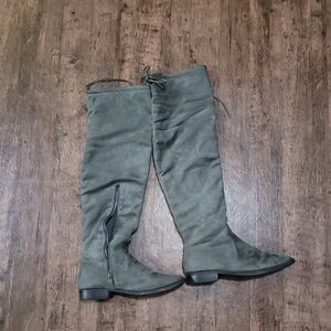 Gray Knee High Tie Back Boots Size 9